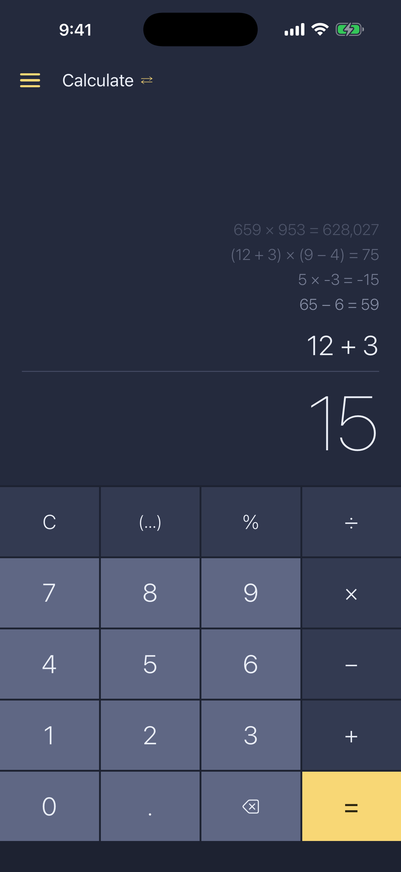 12 + 3 typed, with the bracket key showing its wrap face